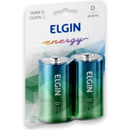 Pilha alcalina elgin grande lr20 2un