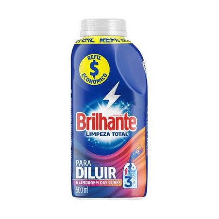 LAVA ROUPAS BRILHANTE LÍQUIDO PARA DILUIR LIMPEZA TOTAL 500ML FOR