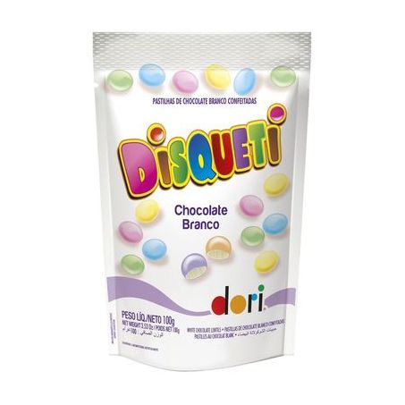 Confeito dori disqueti choc branco 100g