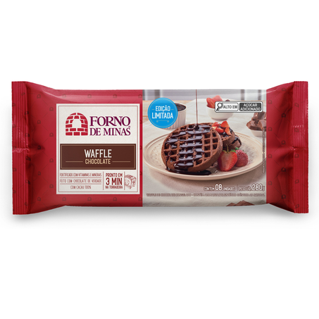 Waffle Congelado Chocolate Forno de Minas Pacote 280g 