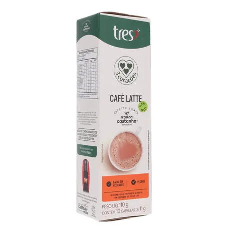 Café com Leite em Cápsula 3corações Latte Vegano Caixa com 10un - 110gr 360-33