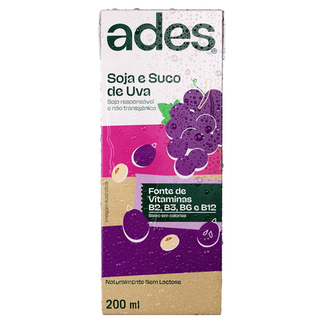 Bebida de Soja Ades 200ml - Uva - TP