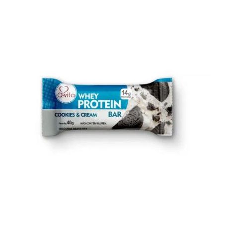 Barra de Proteína Q-Vita Whey Protein Cookies & Cream Pacote 40gr