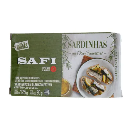SARDINHA IMPORTADA MARROQUINA SAFI COM ÓLEO CAIXA 125G 360-2