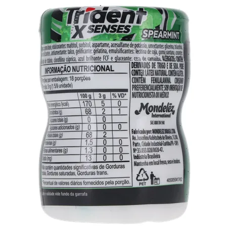 GOMA MASCAR TRIDENT GARRAFA SPEARMINT 54G 360-20