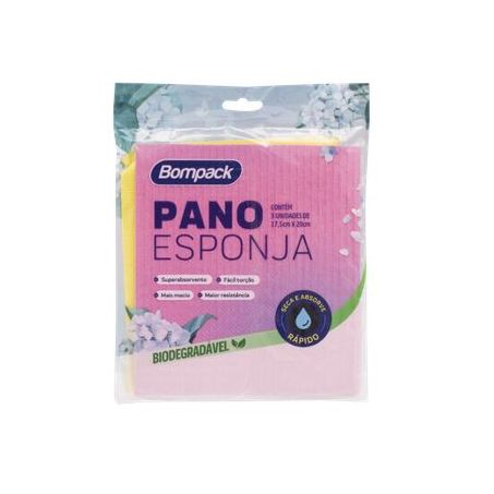 Pano esponja bompack 17,5x20cm c/3 pcs