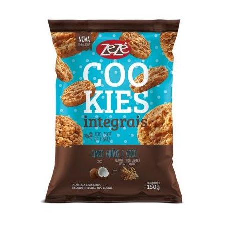 Biscoito Doce Zezé Cookies Integrais Cinco Grãos e Coco 150gr