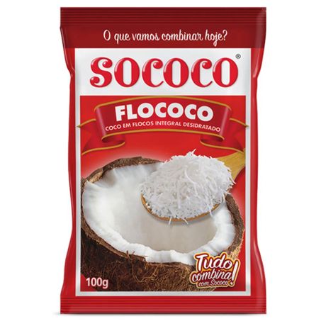 Coco ralado em flocos flococo puro 100g
