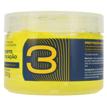 Gel Fixador Condicionante Bozzano Forte Fixação Fator 3 Proteção Solar Pote 300gr 360-6