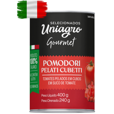 TOMATE PELADO UNIAGRO CUBOS 400G
