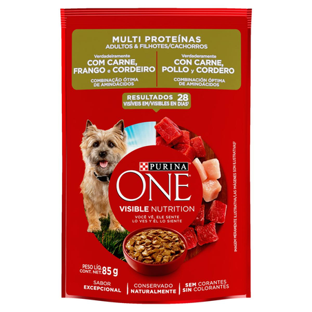Alimento para Cães Purina One 85g - Proteína - Frango e Carne - Sachê