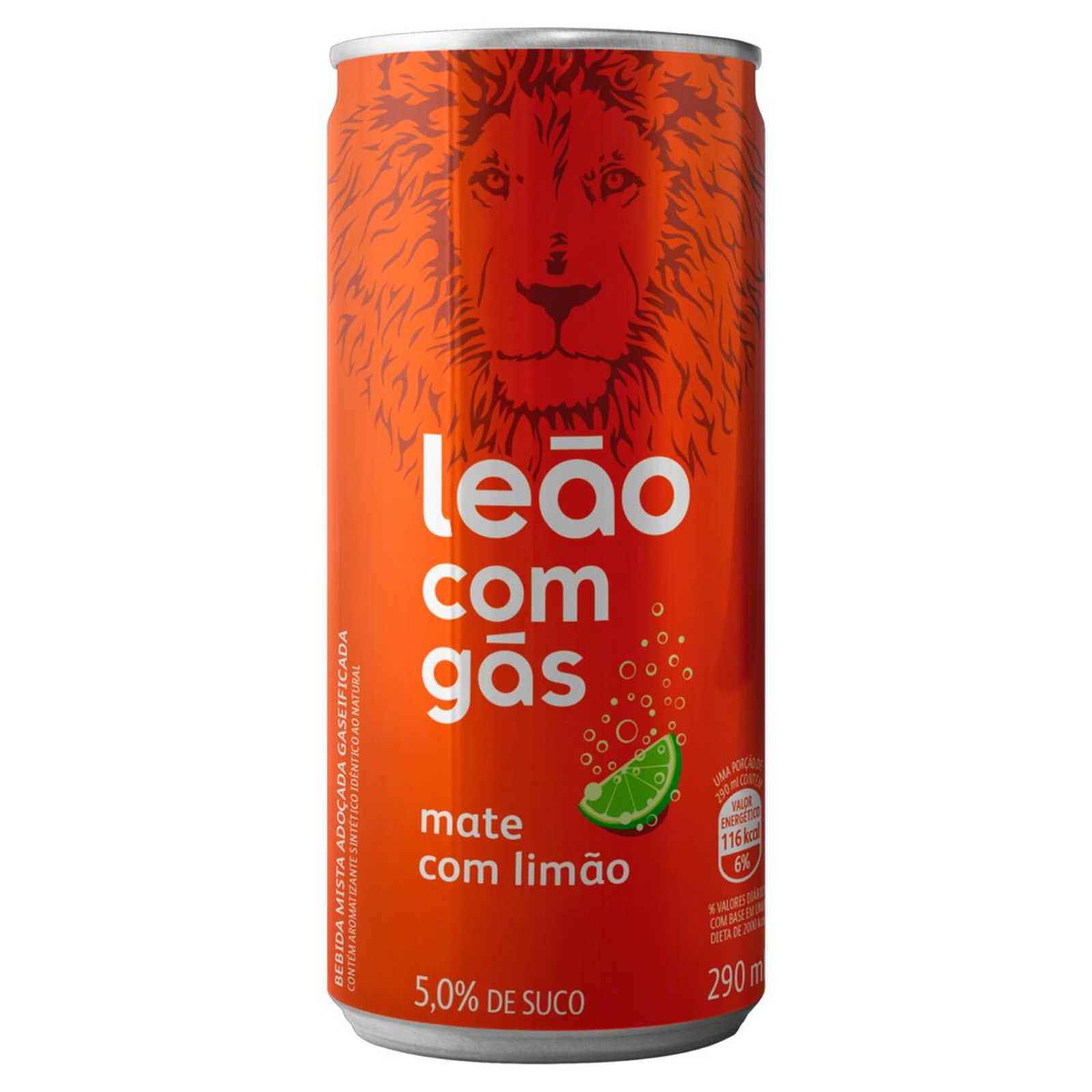 Chá Leão 290ml - Com Gás - Chá-mate com Limão - Lata