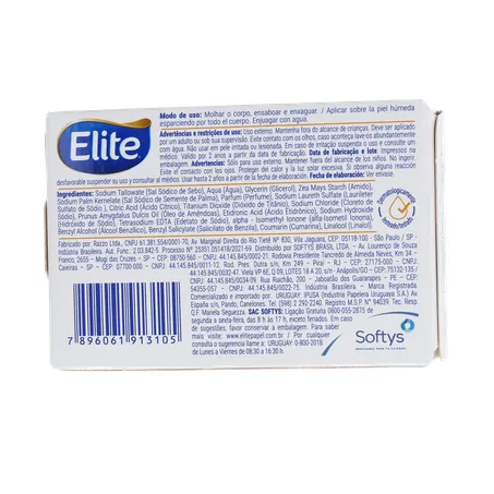 SABONETE EM BARRA ELITE HIDRATANTE CUIDADO SUAVE CAIXA 85G 360-19