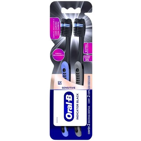 Escova dental oral-b indicator black sensitive extra macia c/ 2 und