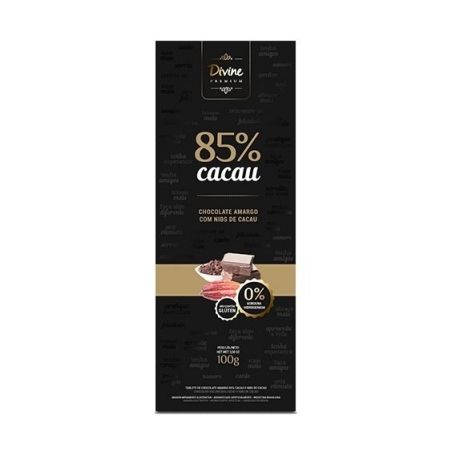 CHOCOLATE DIVINE 100G 85% CACAU COM NIBS DE CACAU