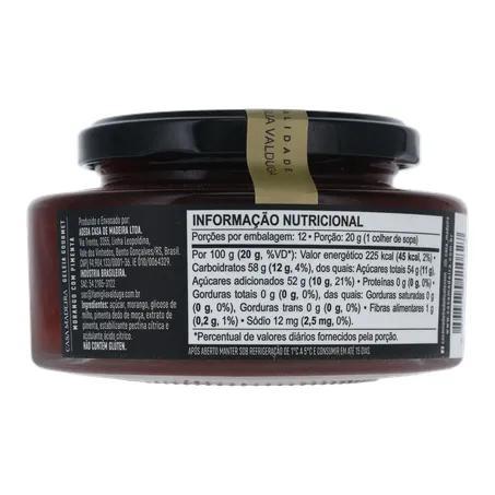 Geleia de Morango com Pimenta Casa Madeira Gourmet Pote de Vidro 240gr 360-16