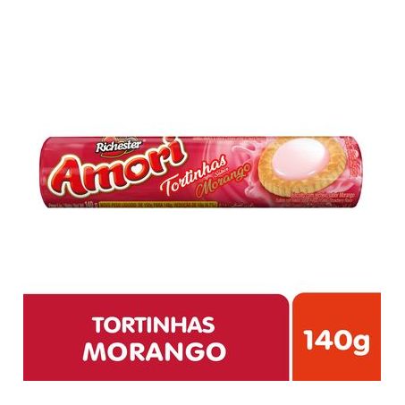 Biscoito Recheio Morango Richester Amori Tortinhas Pacote 140G