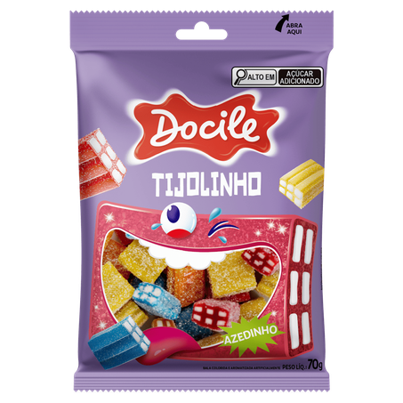 BALA DOCILE TIJOLINHO FRUTAS SORTIDAS PACOTE 70G
