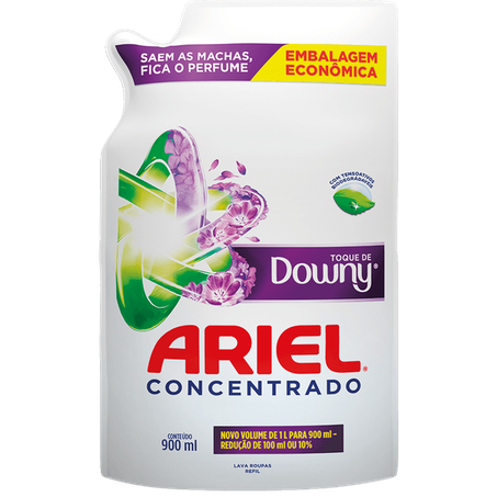 Lava Roupas Ariel Líquido Toque De Downy Sachê 900ml 
 