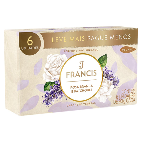 Sabonete Francis Clássico 90g - Clássico - Rosas de Versailles - Com 6 Sabonetes - Leve Mais, Pague Menos