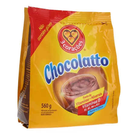 ACHOCOLATADO 3 CORAÇÕES CHOCOLATTO SACHÊ 560G 360-34