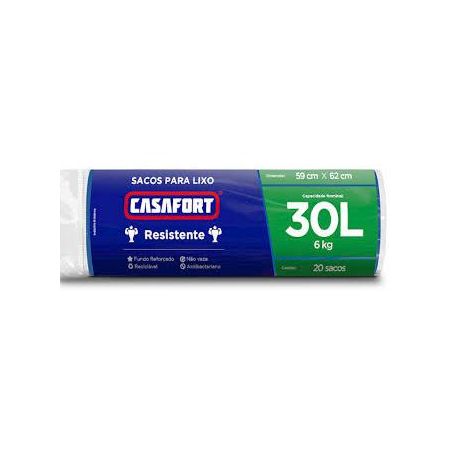 SACO LIXO CASAFORT 30LT AZUL C/25