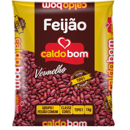 Feijao grao caldo bom 1kg vermelho