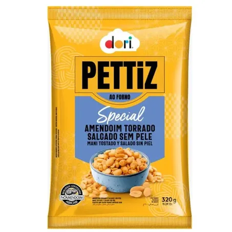 Amendoim Dori 320g Pettiz Torrado Salgado Sem Pele