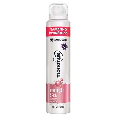 DESODORANTE AEROSOL MONANGE FEMININO TAMANHO ECONÔMICO PROTEÇÃO SECA 200ML