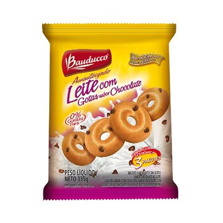BISCOITO AMANTEIGADO LTE C/GOTAS CHOC BAUDUCCO 335G
