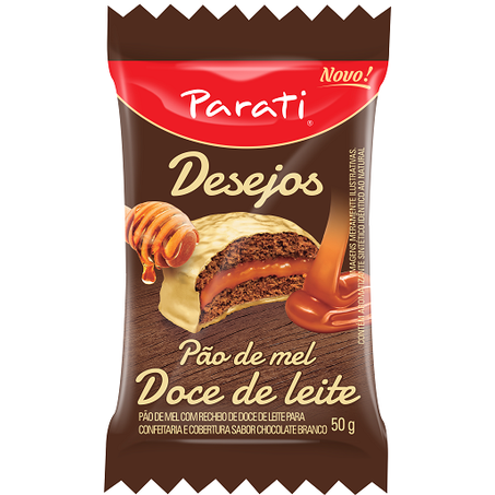 PÃO DE MEL PARATI 50G DOCE LEITE E CHOCOLATE BRANCO