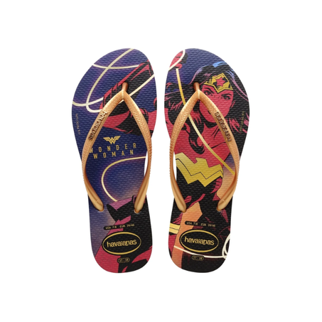 CHINELO HAVAIANAS SLIM WONDER WOMAN MARINHO/OURO 35/36