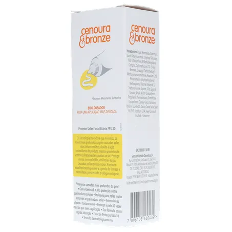 Protetor solar facial cenoura & bronze toque seco ação hidrtante fps30 50g 360-22
