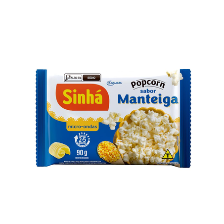Milho de Pipoca para Micro-ondas Sinhá 90g - Manteiga