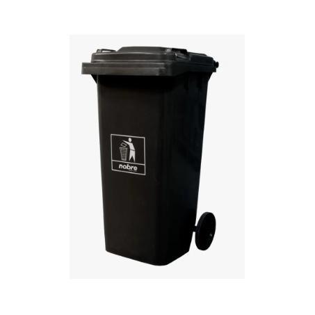 CONTENTOR DE LIXO PLÁSTICO 120L COM RODA PRETO NOBRE