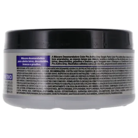 MÁSCARA CAPILAR SERGIO PARIS DESAMARELADOR PRO ACTIVE POTE 250G 360-12