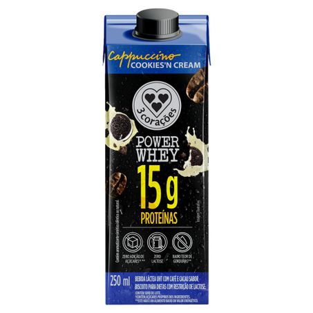 BEBIDA LACTEA POWER WHEY 3CORACOES 250ML COOKIES