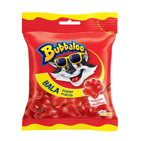 Bala de goma bubbaloo patinhas morango