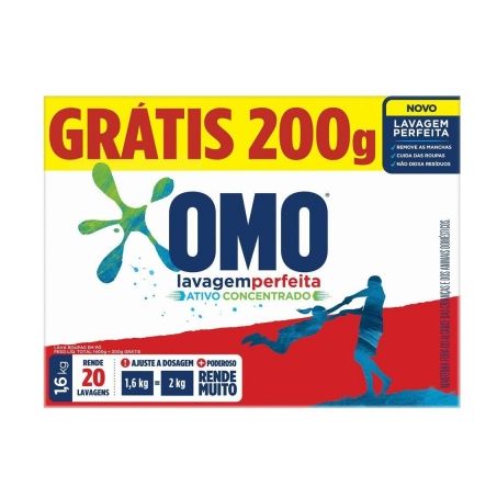 Lava Roupas Omo 1,45kg + 150g Gratis Lavagem Perfeita
