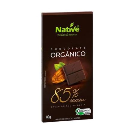 Chocolate orgânico 85% cacau native 80g