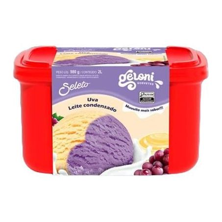 Sorvete Geloni 2l Seleto Uva Leite Condensado