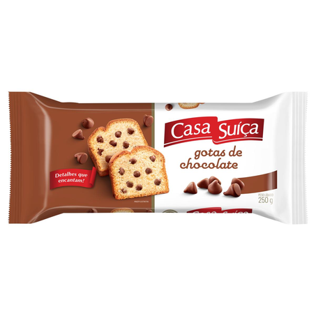 Bolo Casa Suíça 250g - Café da Manhã - Gotas de Chocolate