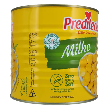 Milho verde predilecta lata 1,7kg 360-10