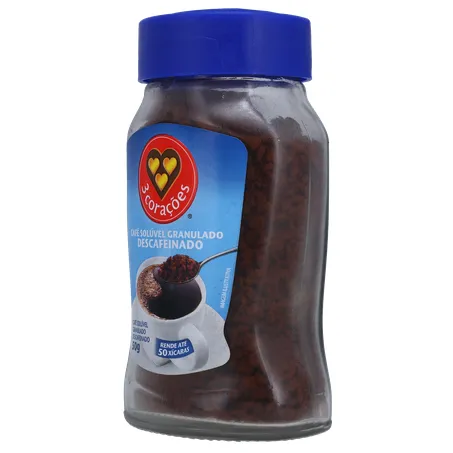 Café Solúvel Granulado 3corações Descafeinado Pote de Vidro 50gr 360-4