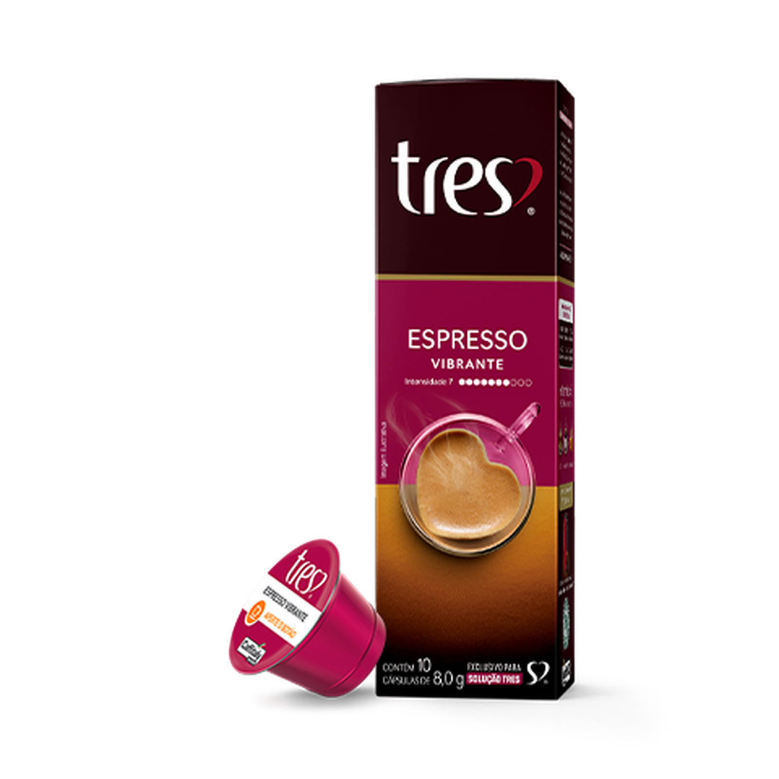 Café em cápsula tres espresso vibrante 80g com 10 unidades