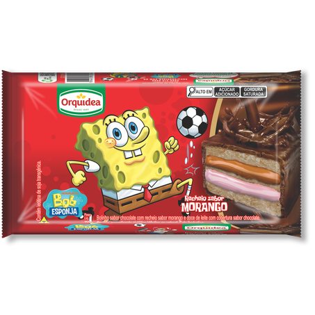 Bolinho recheado orquídea bob esponja morango 70g