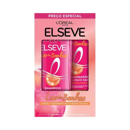 Kit elseve shampoo 375ml+condicionador 170ml liso dos sonhos
