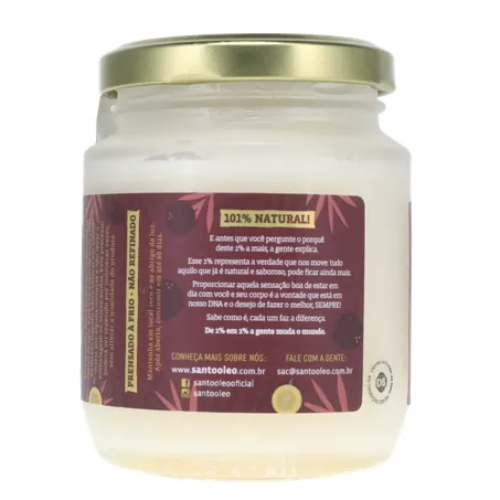 Óleo de Coco Santo Óleo Extra Virgem  Pote de Vidro 200ml 360-12