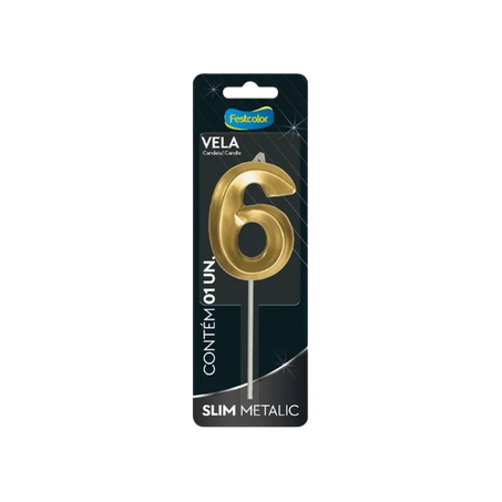 VELA SLIM METALIC OURO N°6 FESTCOLOR              
