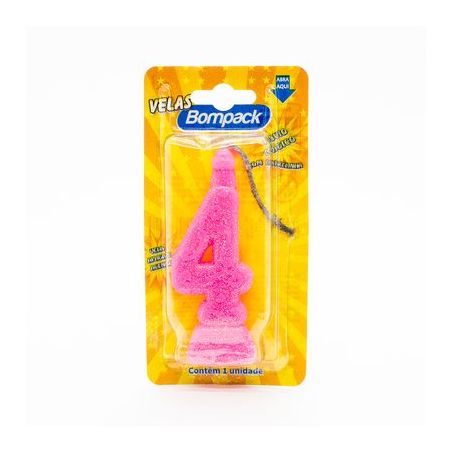 VELA GLITTER ROSA BOMPACK Nº4                     